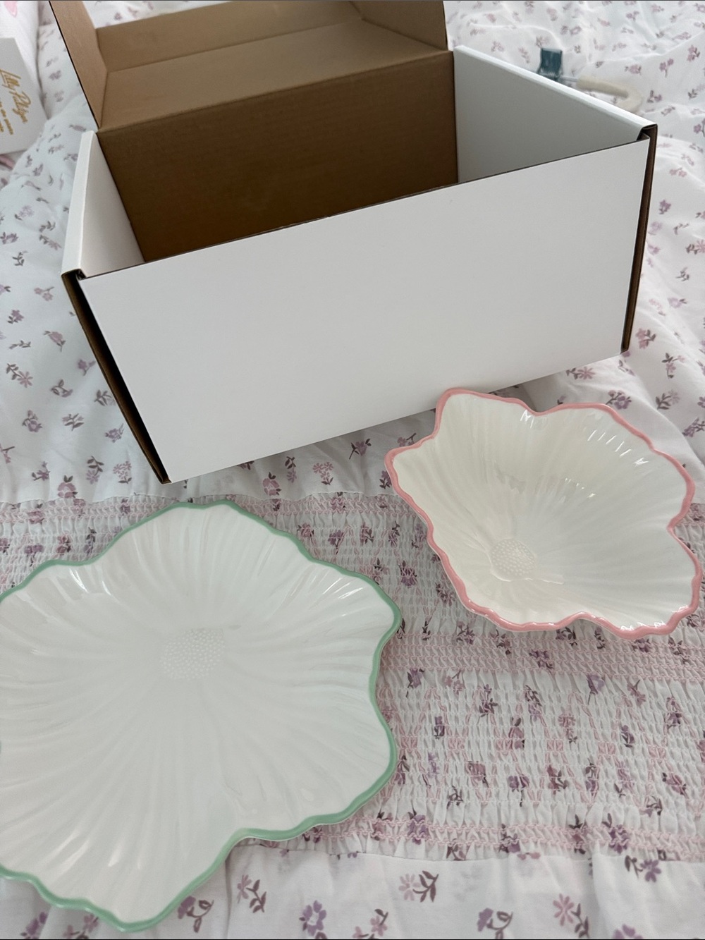 NEW Lilly Pulitzer Serving Bowl and Dish Set with Pink and Green Trim